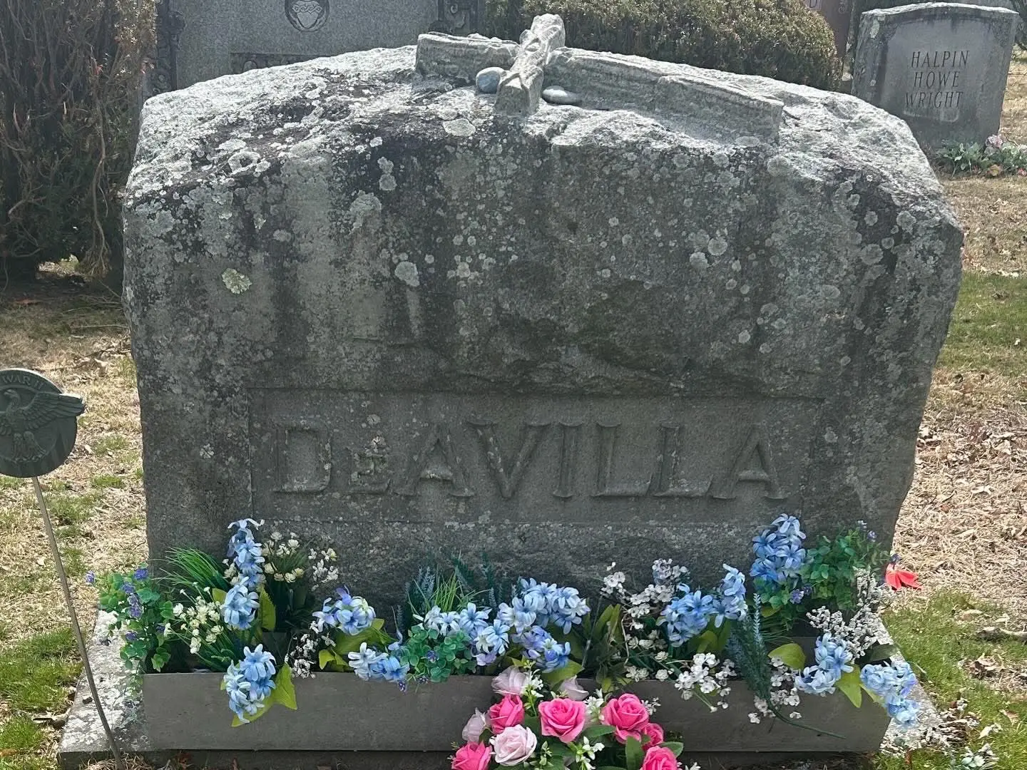 Gravestone before cleaning